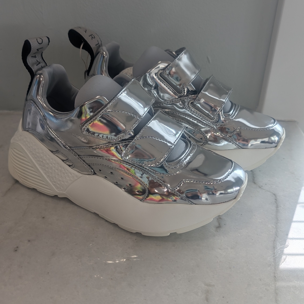Stella McCartney Eclypse Silver Chunky Sneakers Size 35 Os US Women's 5.5
